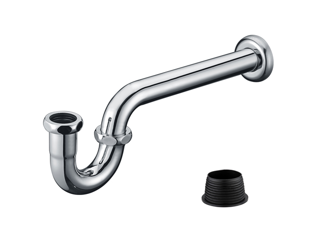 铜镀铬丝口P型面盆排水管