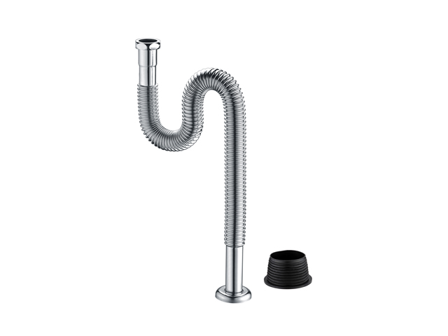 紫铜镀铬波纹面盆排水管