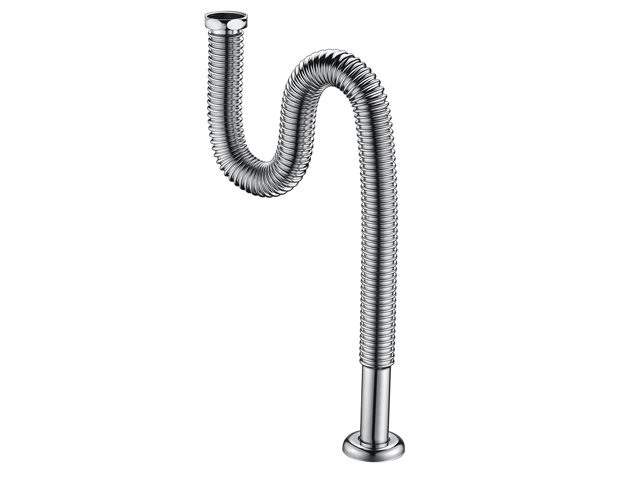 紫铜镀铬反口波纹面盆排水管