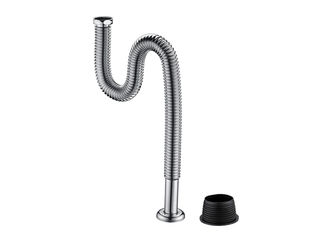 紫铜镀铬反口波纹面盆排水管