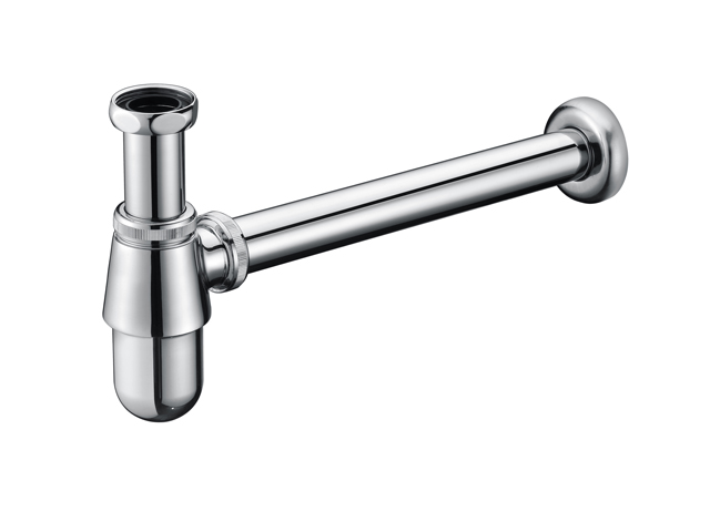 铜镀铬樽形P型面盆排水管